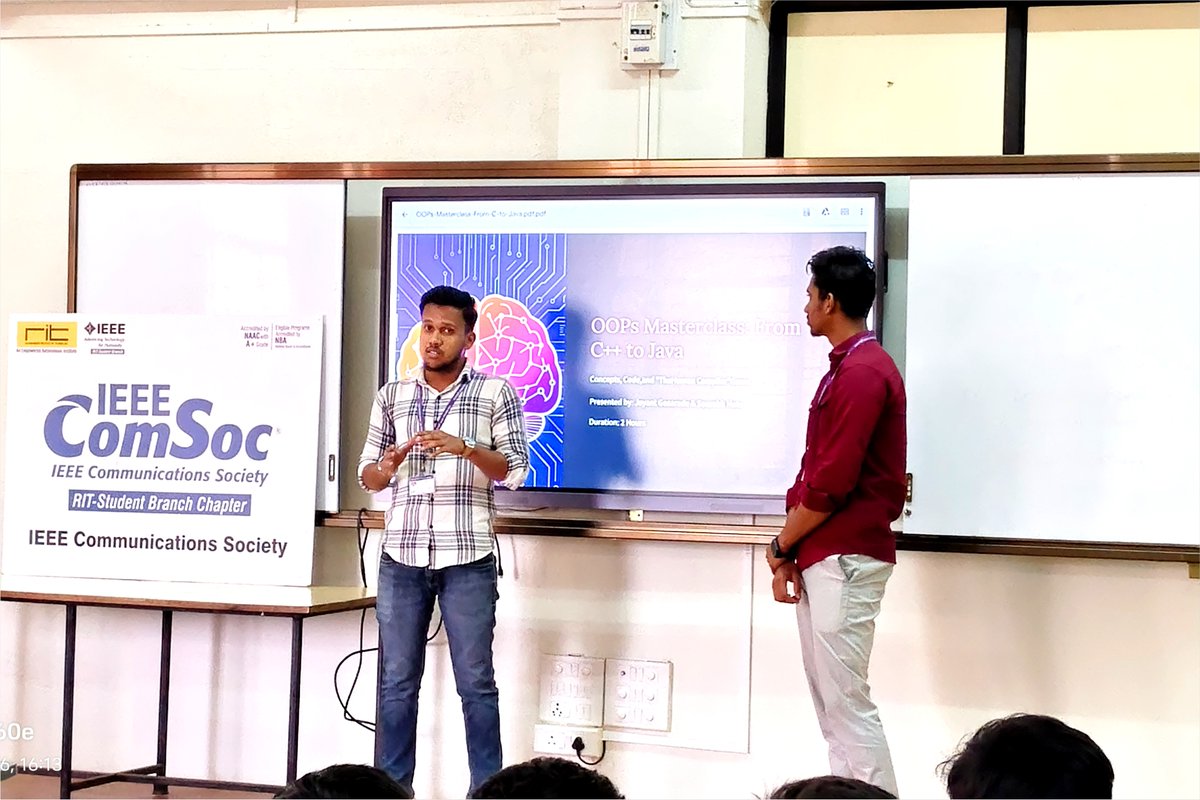 ritindia1983's tweet photo. 🚀 IEEE Technical Talk on OOPS &amp; JavaOn 20 Feb 2026, the IEEE Communication Society organized a student-to-student technical session for S.Y. https://t.co/jQq9400LSP students on “Flow of OOPS to Core Java.”fundamentals.#IEEE #IEEEComSoc #OOPS #CoreJava #PeerLearning https://t.co/jthZfUCjyn