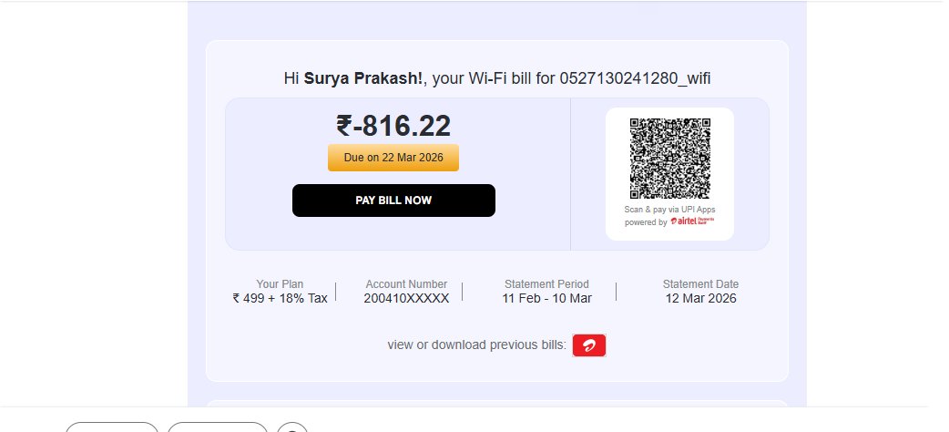 suraj842's tweet photo. @airtelindia @Airtel_Presence @bhartinews @airtelnews company has been compromising personal details of individuals. Have received this bill of person whom i don't know. How have you used my email id for his connection. @TRAI this is being constantly done by Bharti Airtel!!! https://t.co/c6b2NZiRSx
