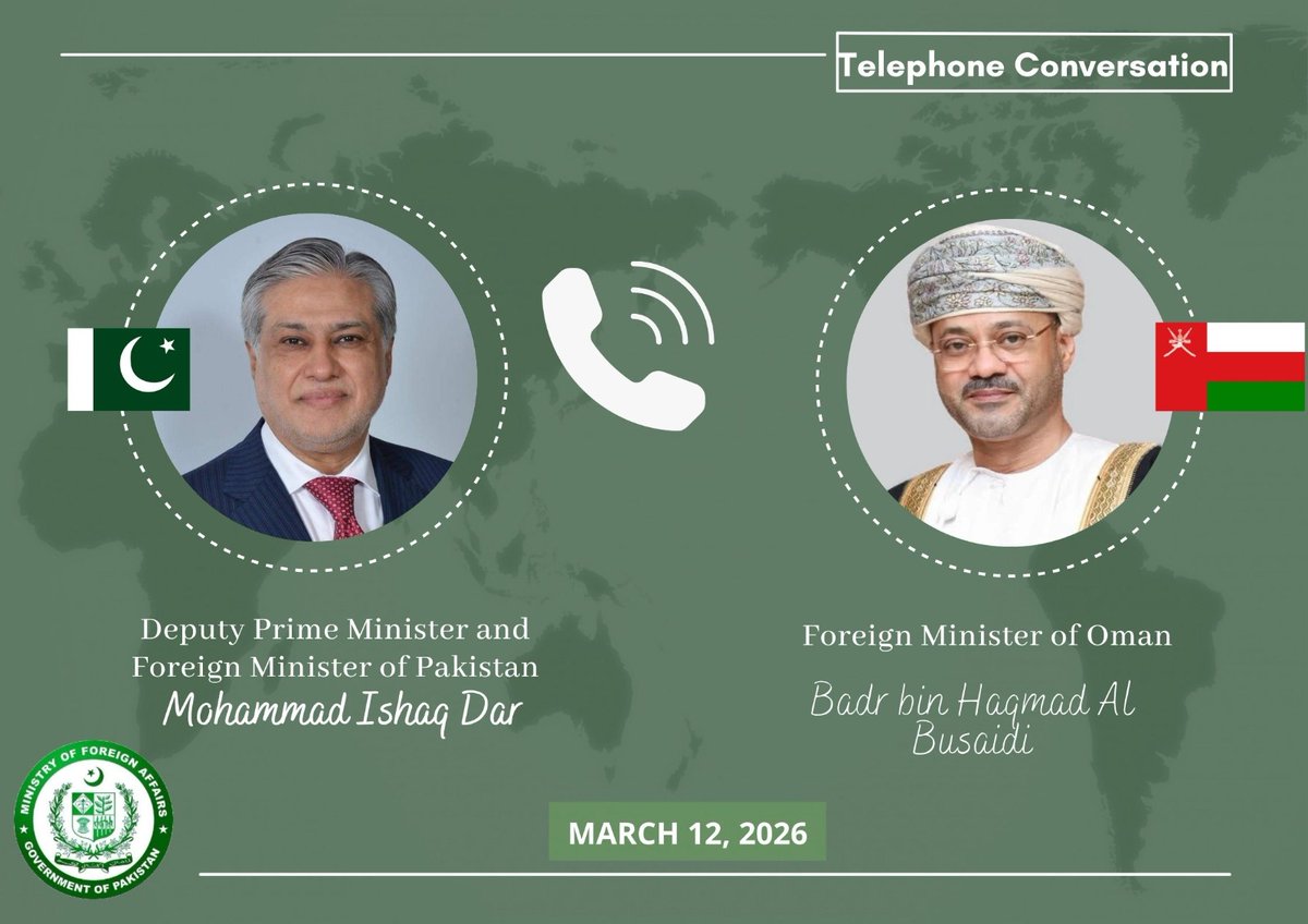 Pakistan and Oman discuss Middle East tensions and call for de-escalation