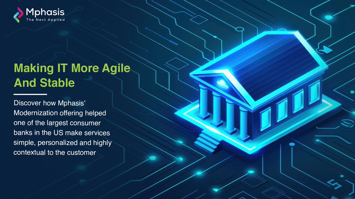 Mphasis's tweet photo. Mphasis achieved high NPS and 50% reduction in card fraud loss rate through platformization and transformation. Learn how we implemented our Modernization offering to achieve these goals: https://t.co/CIl5CxEldp
#Modernization #BankingIndustry #IntelligentEngineering #AIWithoutIntelligenceIsArtificial #StayAhead #EngineeringIsInOurDNA