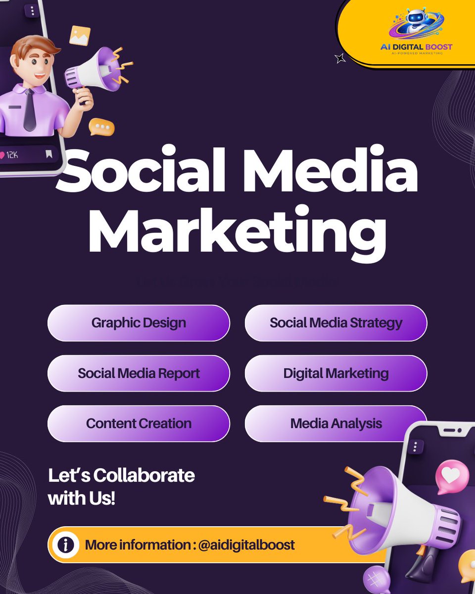 aidigitalboost's tweet photo. Your customers are already on social media  the question is,can they find your business?
Social media marketing isn’t just about posting content. 
Follow@aidigitalboost for simple tips,proven strategies,
#SocialMediaMarketing #SmallBusinessTips #DigitalMarketing #GrowYourBusines https://t.co/ztDE1zfdoq
