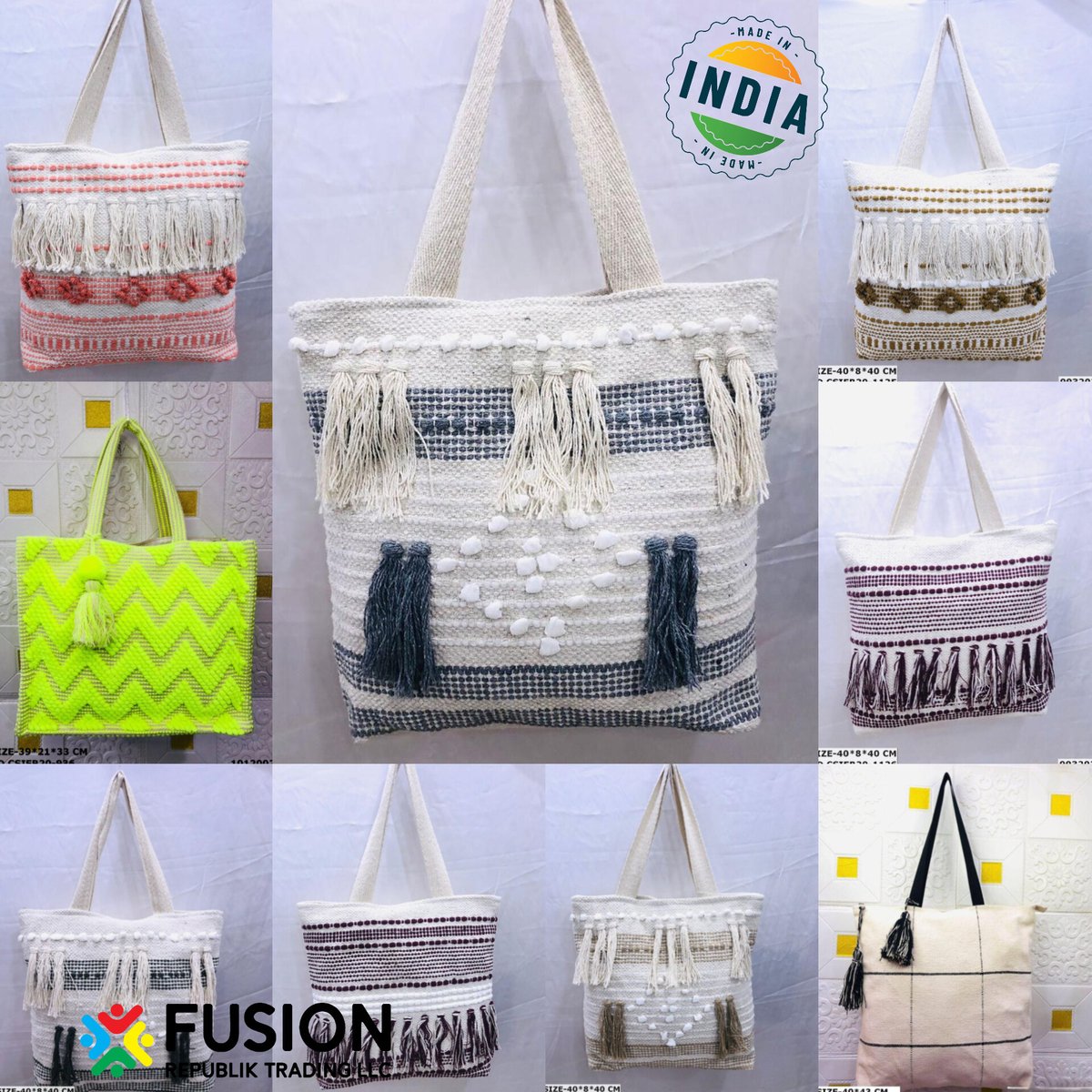 fusionrepublik's tweet image. Add a touch of elegance to your everyday look with our handcrafted cotton woven tote bags. Designed with beautiful textures, tassels, and stylish patterns, these bags combine traditional craftsmanship with modern fashion. Spacious and durable #EcoFriendly #HandcraftedStyle