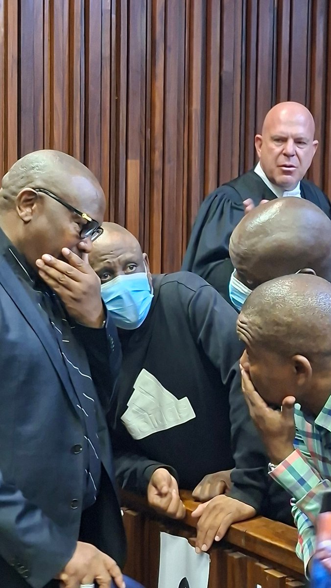 Sli_Masikane's tweet photo. Alleged Big 5 cartel member #KatisoMolefe &amp; his co accused  back in the Jhb high court for a pre-trial sitting. Molefe is accused of ordering hits on Dj Sumbody, Dj Vintos and Vereeniging engineer Armand Swart. 

#eNCA https://t.co/qGhmLZQtIM