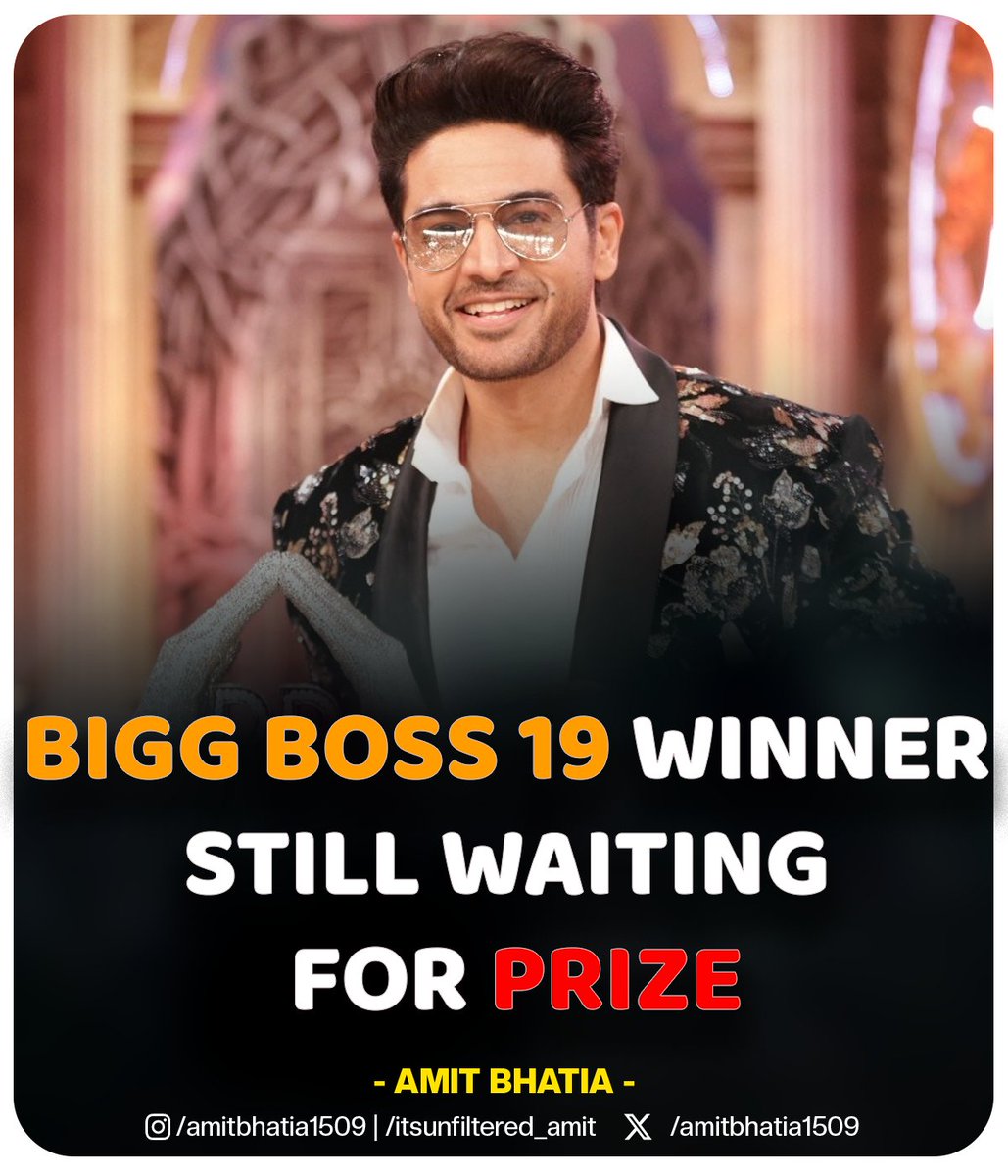 amitbhatia1509's tweet image. Bigg Boss 19 Winner Still Waiting for Prize💰

Three months after winning Bigg Boss 19, Gaurav Khanna says he hasn’t received the ₹50 lakh prize yet, revealing in a vlog that payment takes time but he hopes it arrives soon.

#BiggBoss19 #GauravKhanna #RealityTV #TVNews