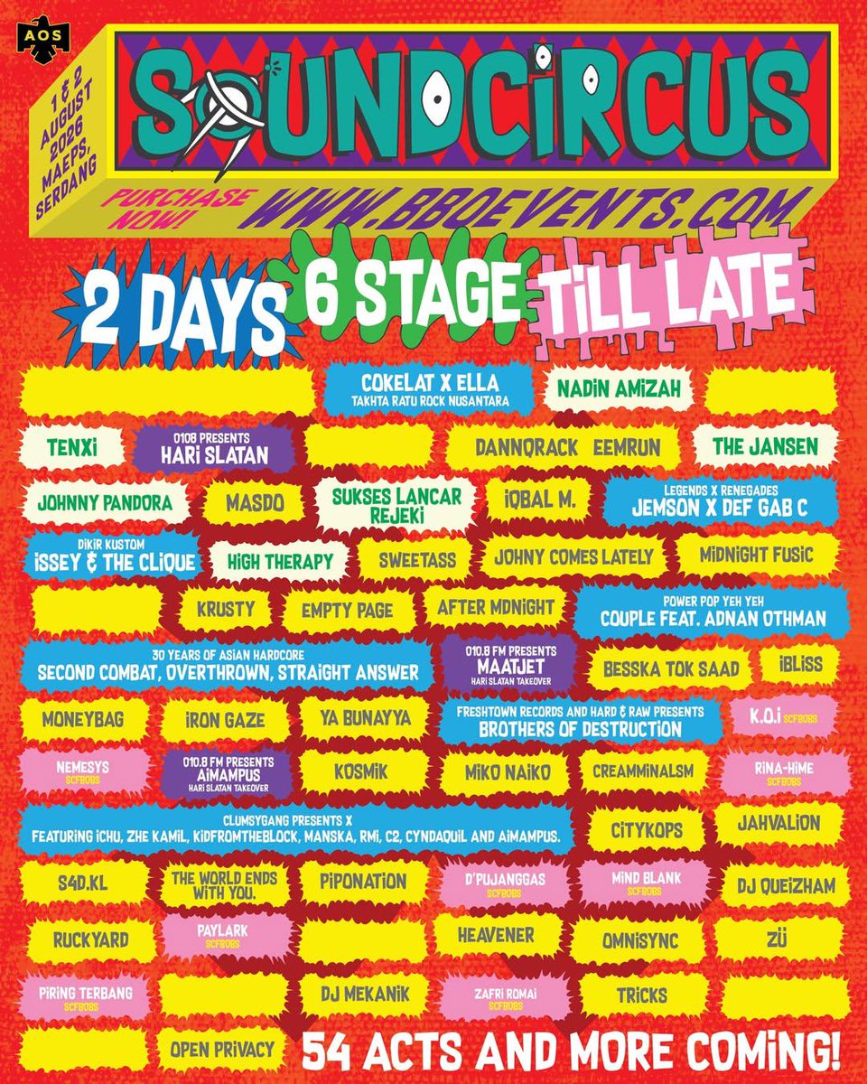 writersdailymy's tweet photo. LEAK: LINE UP SOUNDCIRCUS DAH KELUAR GAIS

Ini dia, official lineups untuk Phase 2 dah keluar. Memang kaw-kaw diorang belanja habis. Takkan tak nak pergi lagi? Hehehehe.

Make sure beli tiket kat https://t.co/wLqBQP5co1 okey? https://t.co/V8idjMUmMX