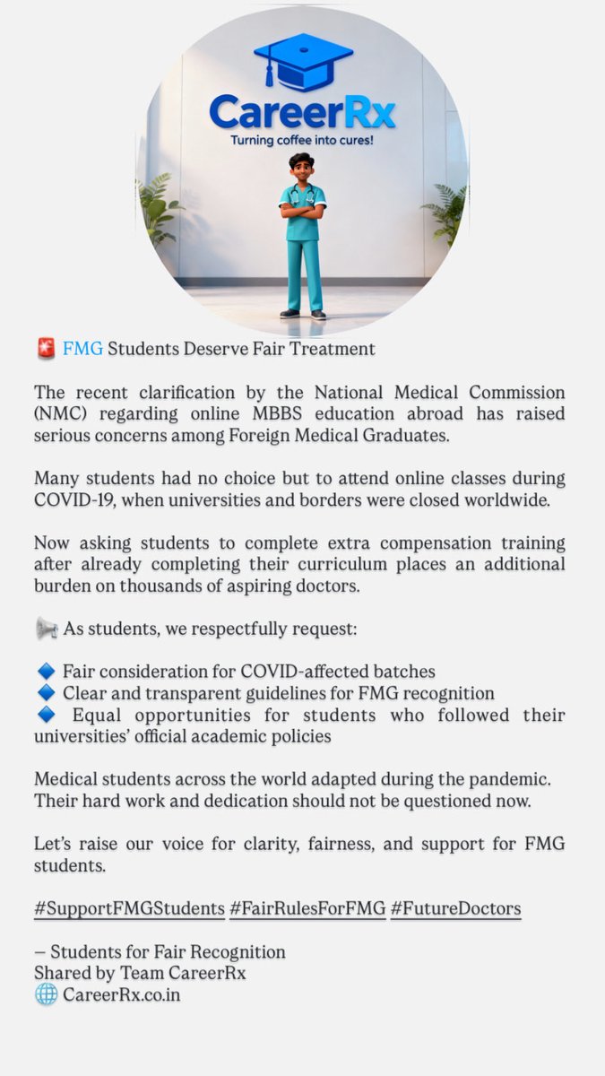 careerRxoffice's tweet photo. #withdrwNMCnotice #nmc #FutureDoctors #CareerRx #Trending #TrendingNow #student #fairrulesforfmge
#supportfmgstudents https://t.co/lwwBLkuF3i