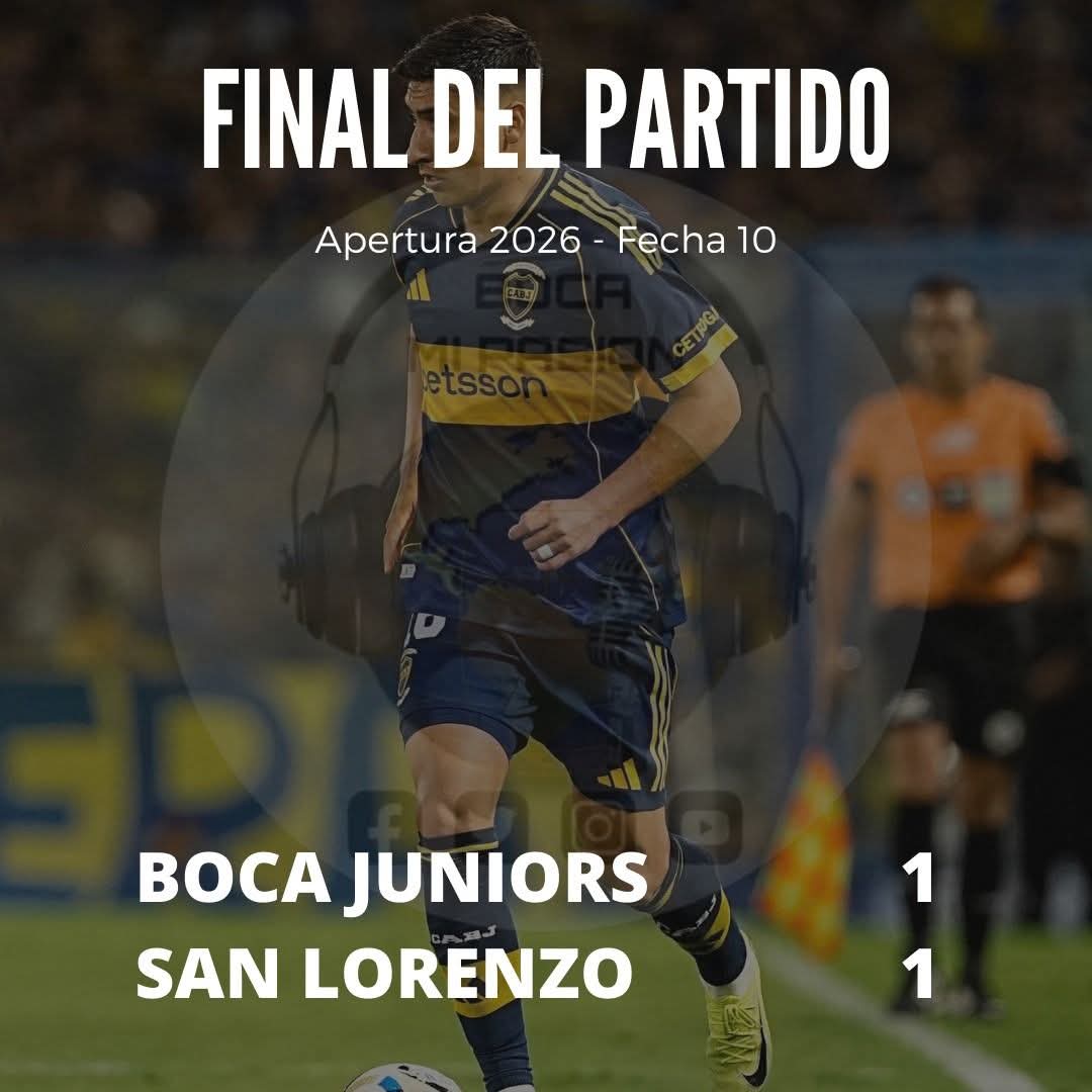 ⚽ Fútbol masculino - Primera 

Boca Juniors 1 (Ascacibar) - San Lorenzo 1 (Rodríguez). #DaleBoca #Apertura2026