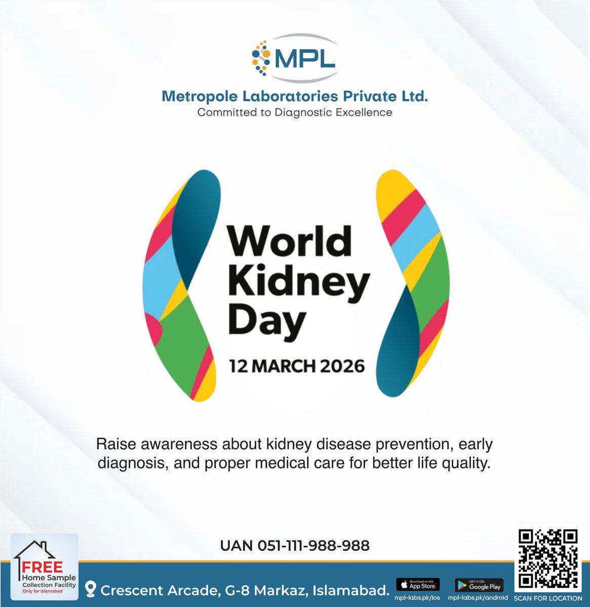 MPL_Labs's tweet photo. 🩺🌍 World Kidney Day – 12 March

Healthy kidneys are vital for a healthy life. Early testing can help prevent serious kidney disease. Take a step toward better health today.

#WorldKidneyDay #KidneyHealth #EarlyDiagnosis #MPLLabs 💙 https://t.co/QgLRkqfttG