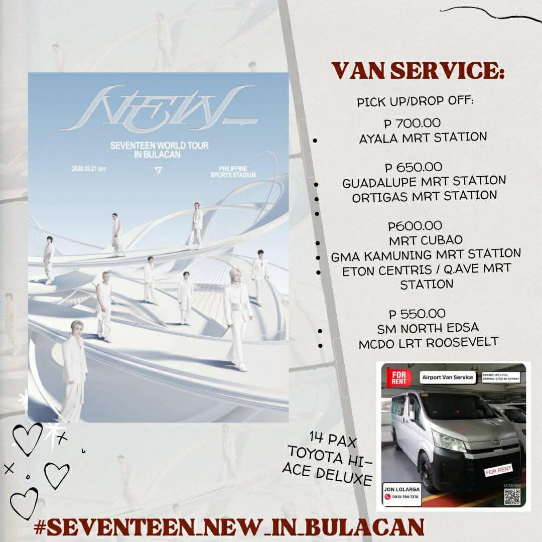 llrgxx's tweet photo. hiiii its me po again, im offering vanpool for #SEVENTEEN_NEW_IN_BULACAN 

— good for 14pax 
— pick up time depends on the pick up loc

dm me.

t. wts lfb bulacan world tour concert manila ph lf kasabay carpool shuttle service van rental transpo philippine arena https://t.co/ICi8I3QCIc