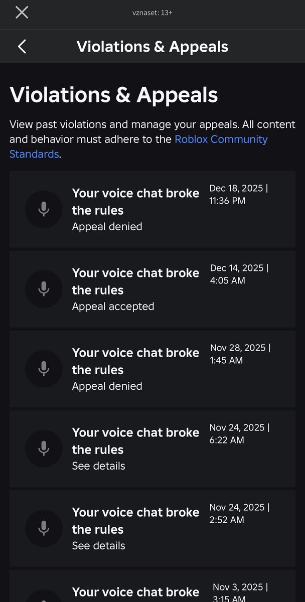 hazekos's tweet photo. @Roblox @SonariaRBLX @roblox Hello my user is vznaset and i wrongfully got my account terminated for reason "other" on march 5th. This must be a system error. Last ban was on december 18th. I would really appreciate it if my account could be reinstated. https://t.co/LoOrJsSnbt