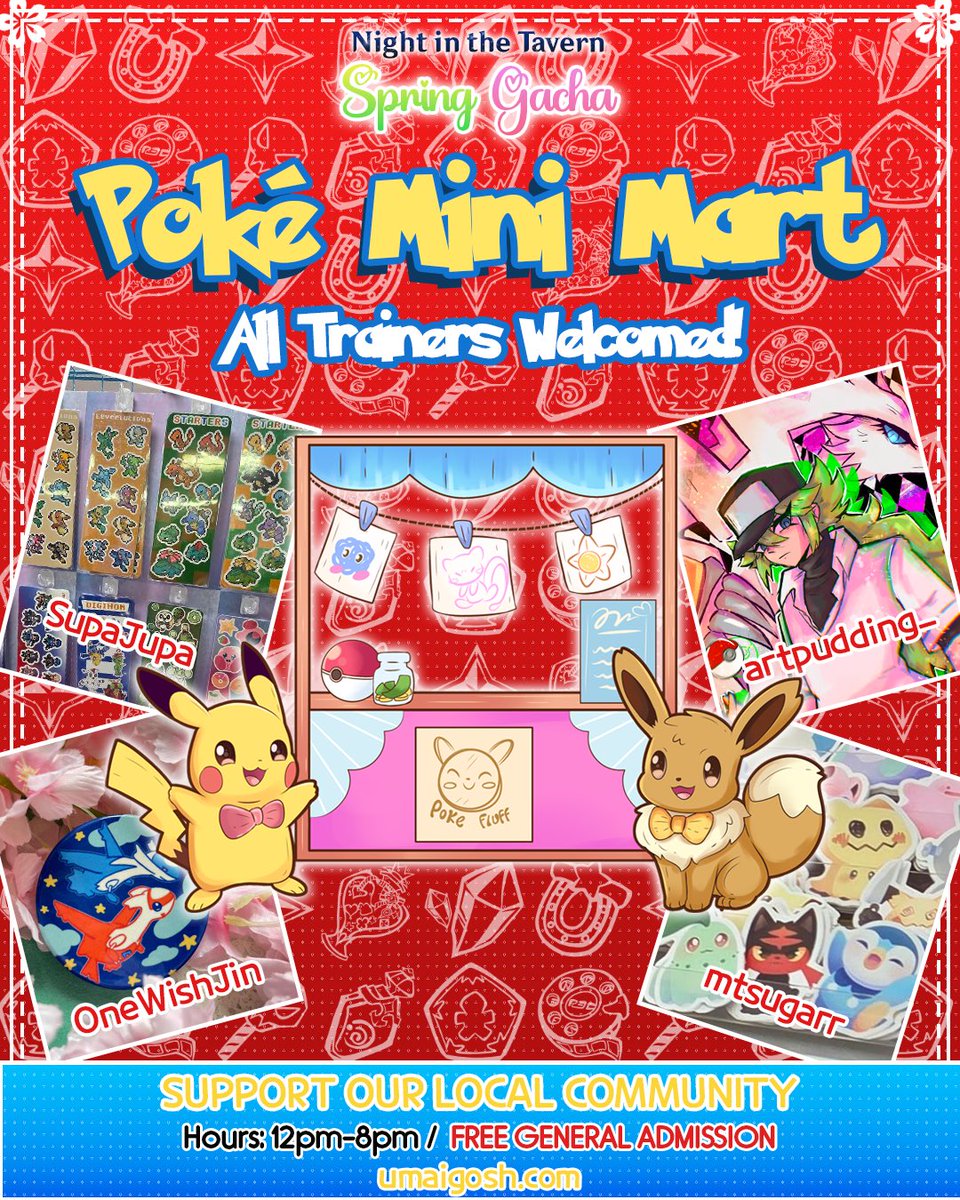 pop_umai's tweet photo. Get ready to shop! 🛍️

We have 100+ artists &amp; vendors at our Vendor Hall, and even a mini Poké Mini Mart outside the Canyon for our trainers!

Be sure to stop by and support our local community!

FREE GENERAL ADMISSION &amp; PARKING:
https://t.co/oFnrCqXYiE https://t.co/i1bBaDBvwV