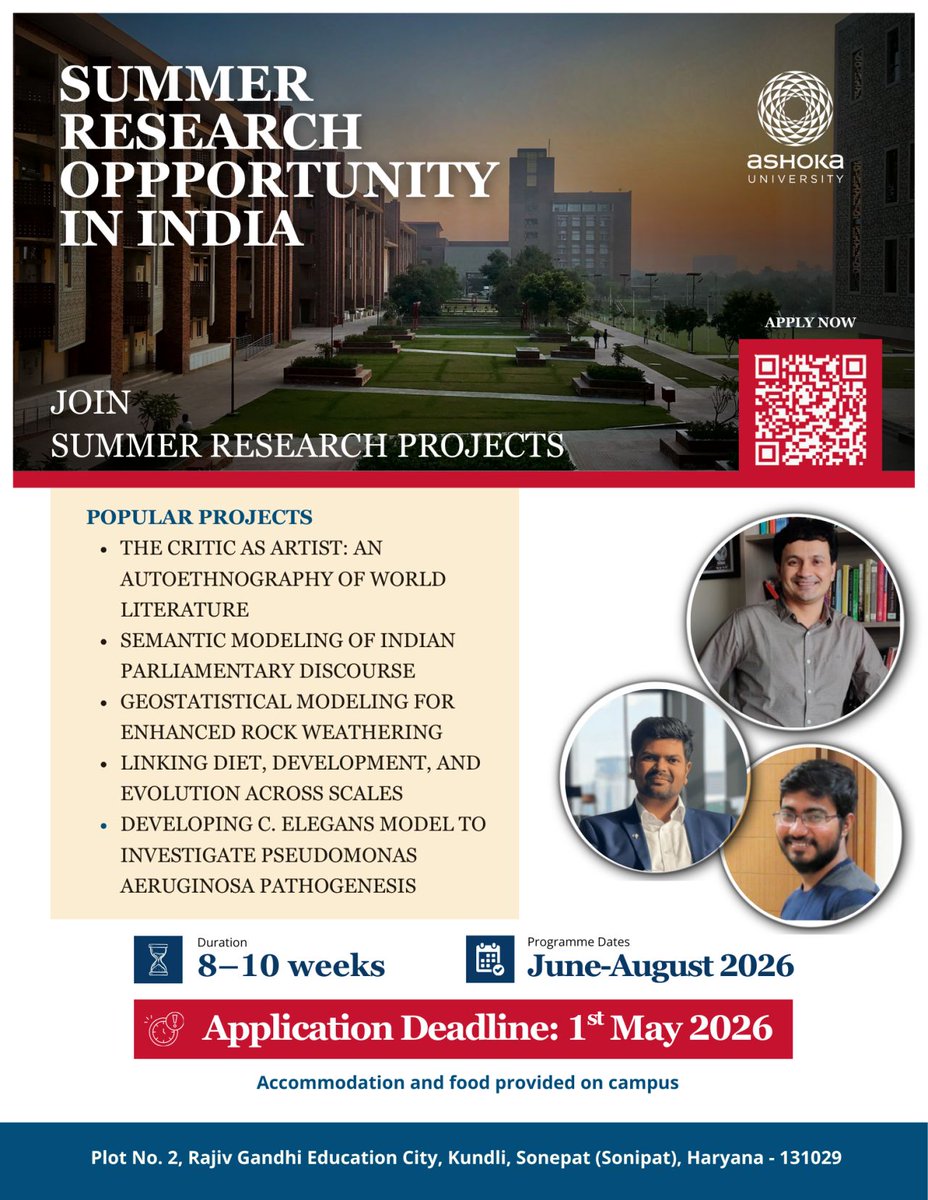 _saikatmajumdar's tweet photo. Sharing the call for applications for Ashoka University’s Summer Research Programme for international and Indian students (undergraduate and postgraduate): https://t.co/E2GzlvZyUi Those interested in working with me (online/hybrid) are welcome to email me: https://t.co/mYqOQfKZOM https://t.co/Xw5uyxKpsc