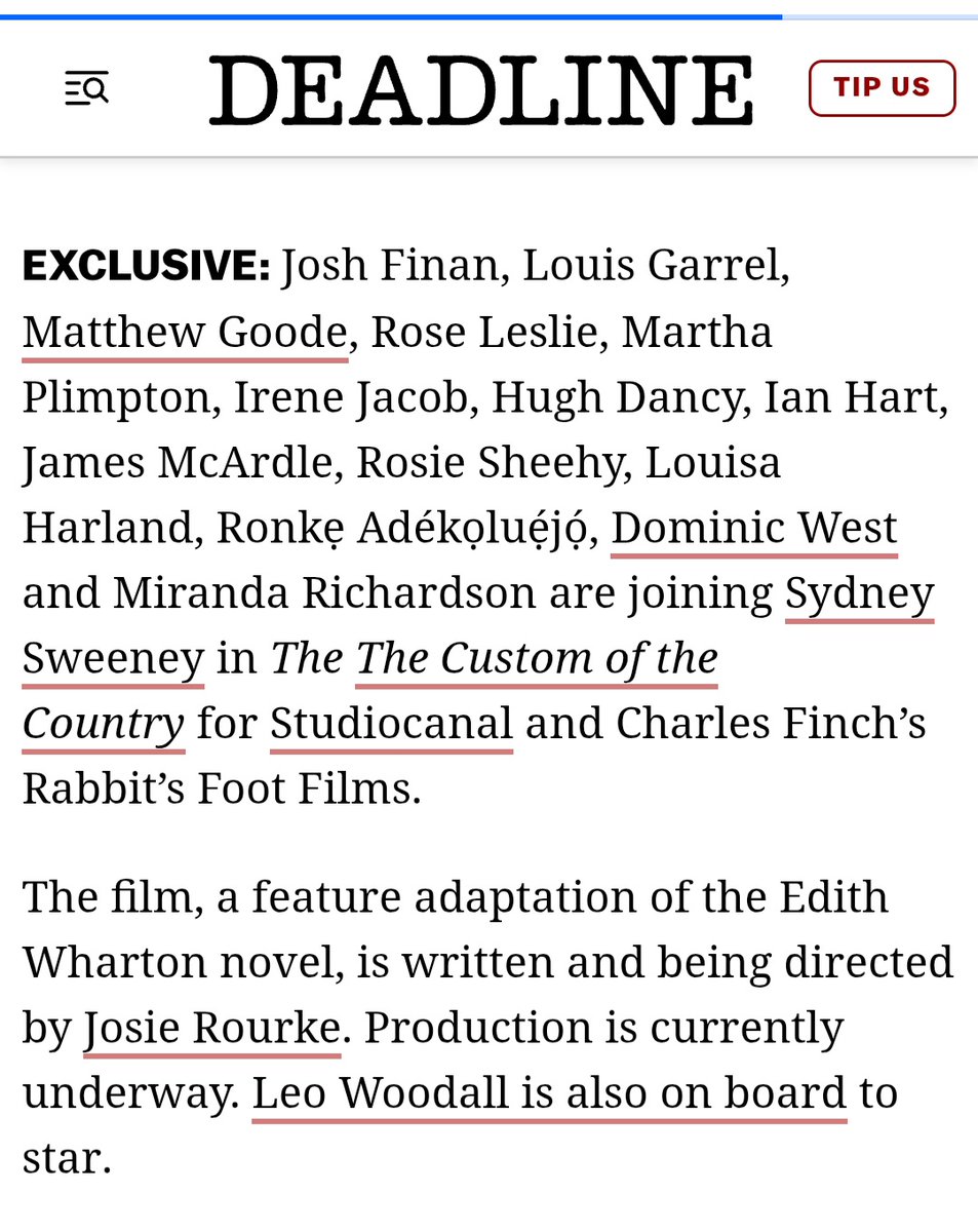 anselmo_art's tweet photo. ๐จ MOVIE NEWS! Hugh joins the stellar cast in 'The Custom Of The Country', a movie by Josie Rourke! The film is a feature adaptation of the Edith Wharton novel of 1913, an early 20th-century period piece. Production is currently underway ๐๐คฉ๐ฌ
#HughDancy #TheCustomOfTheCountry https://t.co/zLoGVfUMBZ