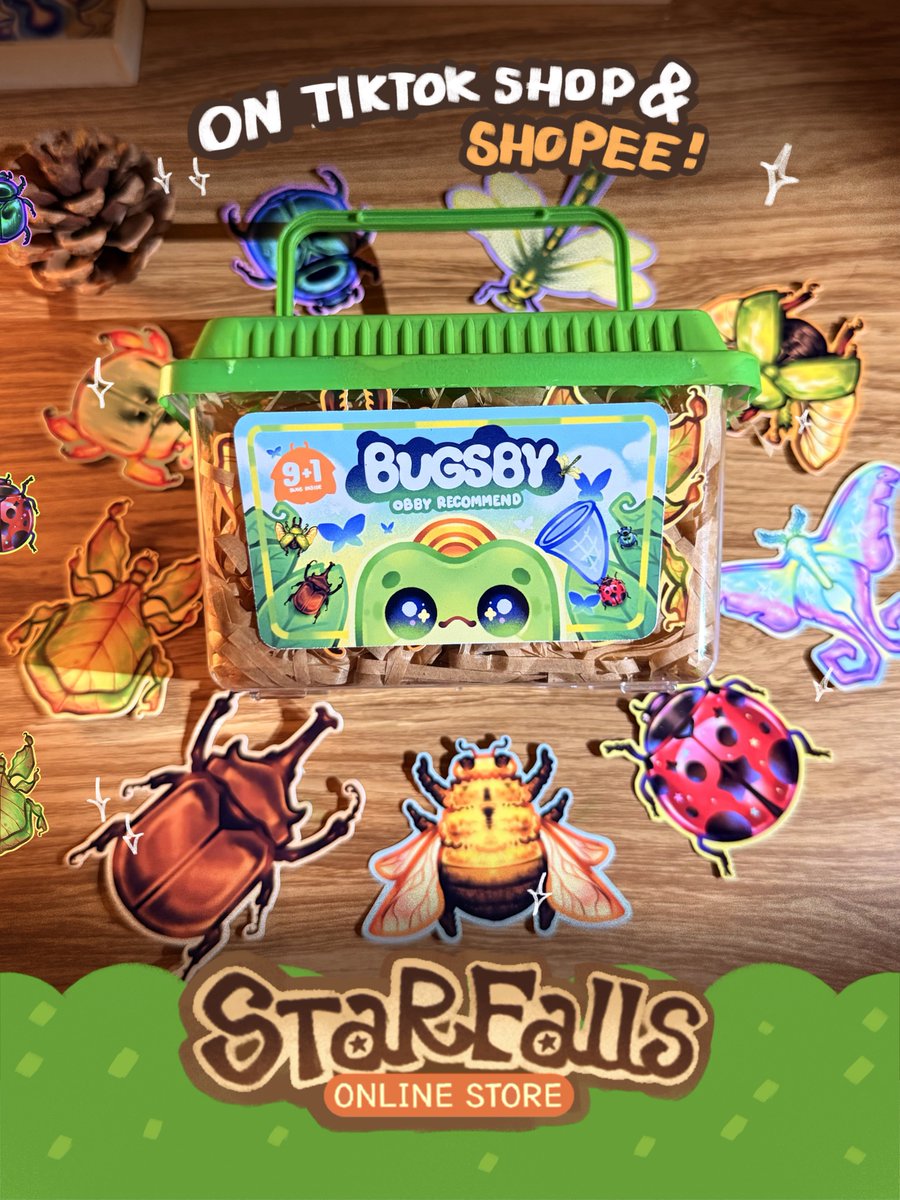 starfalls_camp's tweet photo. Obby’s box set sticker! 🐸🐞💫
เซ็ตรวมสติกเกอร์แมลงจำนวนเก้าตัวพร้อมสุ่มเพิ่มหนึ่งตัวและยังมีเข็มกลัด Exclusive เฉพาะคนที่ซื้อกล่องนี้เท่านั้น! 

วางขายที่ Tiktok shop และ Shopee / Out now!
มีแค่ 20 กล่องเท่านั้นนะ มารับน้องไปดูแลกันได้น้า 
( Link in Bio & Hi light ) 

สติกเกอร์ใหญ่มากก ใหญ่กว่าแมลงจริงสามเท่า ฮ่าๆ (บางตัวว)
#starfalls #sticker #boxset #fyp #smallbusiness