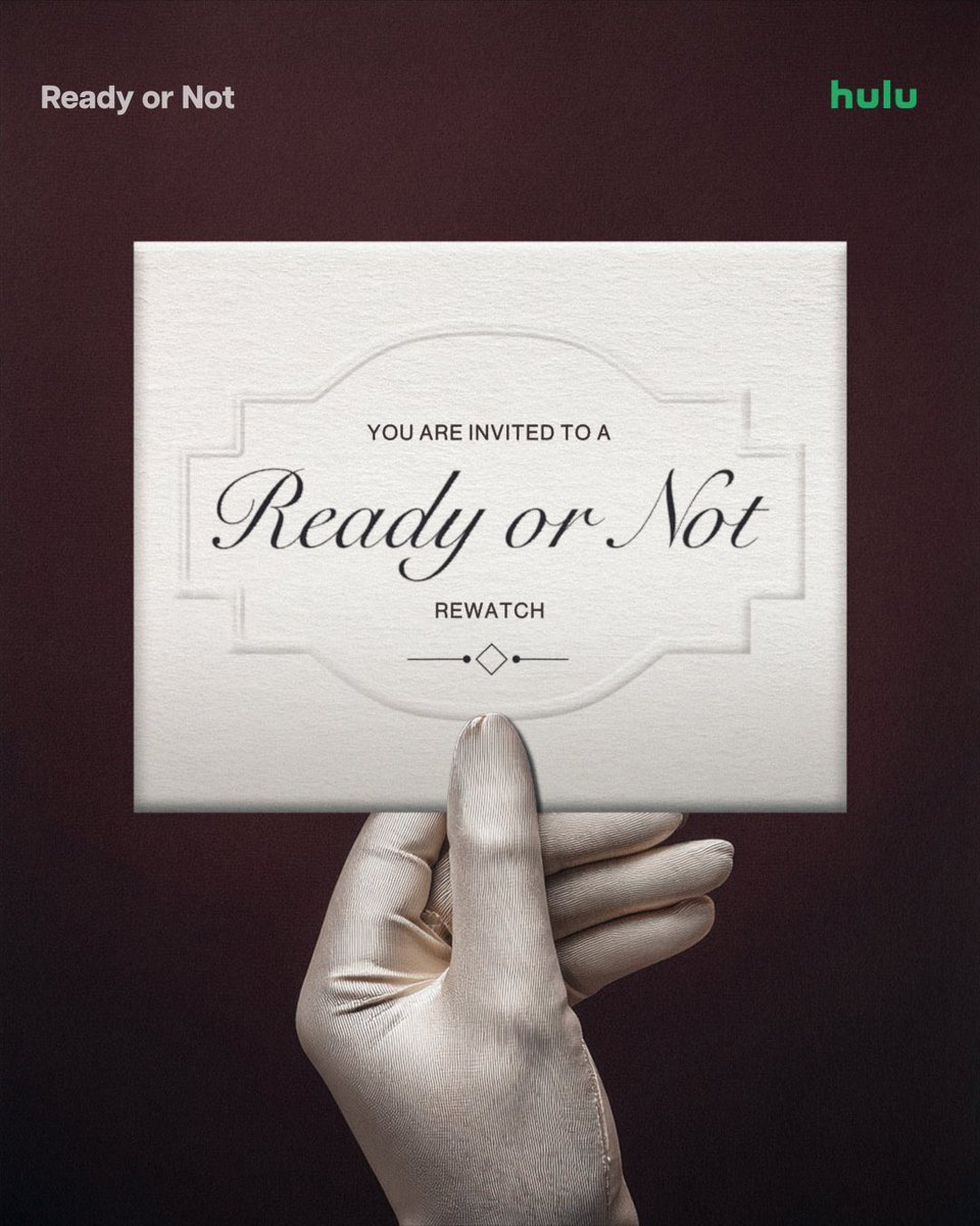 DiscussingFilm's tweet photo. We are teaming up with Searchlight to launch a watch party for ‘READY OR NOT’ ahead of the sequel's release.

Will include interview clips with the cast + an exclusive clip from ‘READY OR NOT: HERE I COME’

Join us at 6pm PT tomorrow. Stream ‘READY OR NOT’ on Hulu on Disney+. https://t.co/6cmaITj5jT