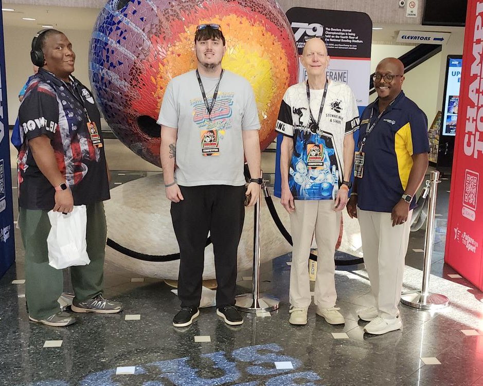 sokentucky's tweet photo. Kentucky bowlers Chuckie Thompson and Steve Pankey and Unified Partners Zach Bass and Michael Ghant are in Reno this week competing in the @sonorthamerica Unified Bowling Tournament. Today was the Team Competition and the four combined to roll a 2231 series to bring home GOLD! Chuckie bowled a 540 including a 196 opening game. Steve had a 504. Zach bowled a 567 and Michael posted a 620 in the win. 🥇