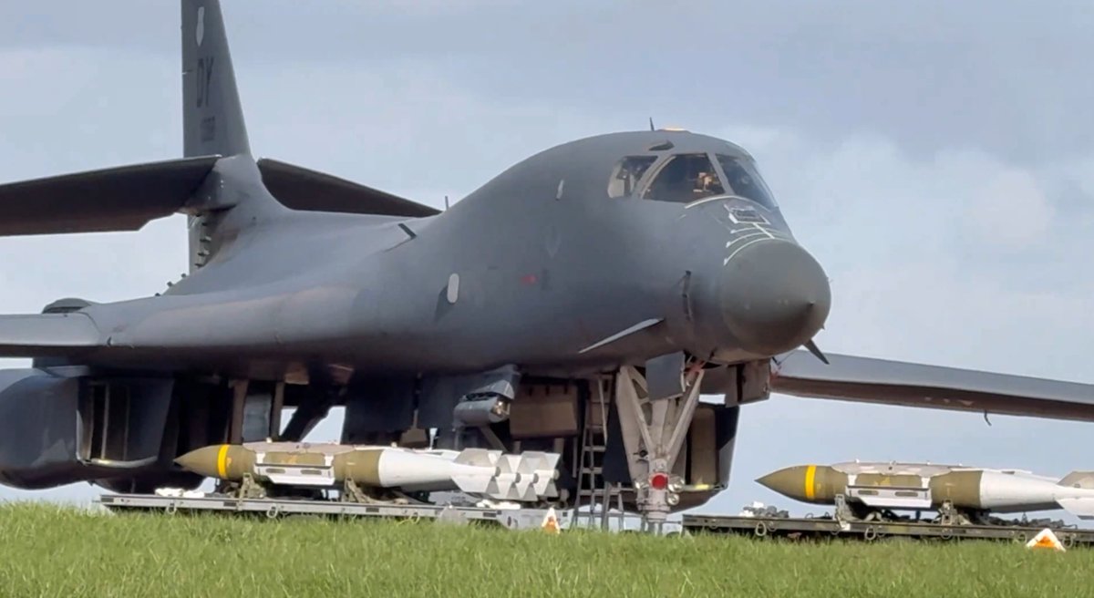 B-1Bs seen in England earlier today, getting loaded up with 2000 lb. JDAMs.

Apparently they are confident the Iranians pose no threat, and so they're planning to get a lot closer than they have previously.