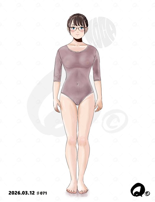 直立な眼鏡娘😐 