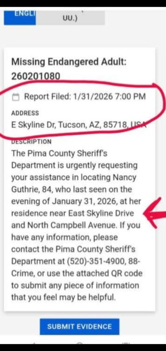 WildlyReal's tweet photo. @NancyGrace  If family did not report Nancy missing until Feb 1st noonish. Why was this reported Jan 31st at 7:00 pm? https://t.co/kZFHIdafBm
