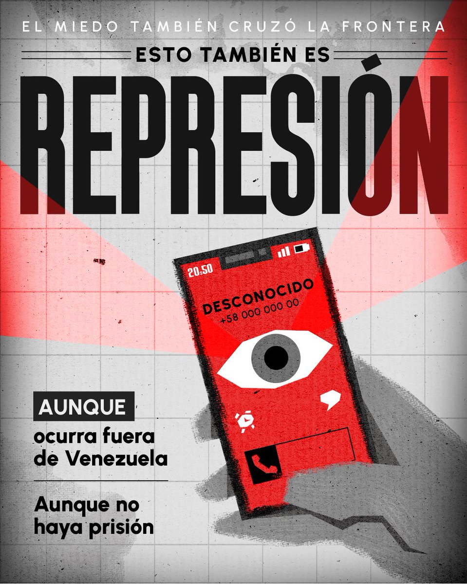 Sinmordaza's tweet photo. Lo que ocurre afuera es la continuación de los patrones represivos ya consolidados dentro de Venezuela, ahora adaptados a contextos internacionales. 
🔄🇻🇪 Descarga el estudio completo: 
🔗 https://t.co/bs9IrRAwDc
#RepresiónTrasnacional https://t.co/kj1OVOlKqv