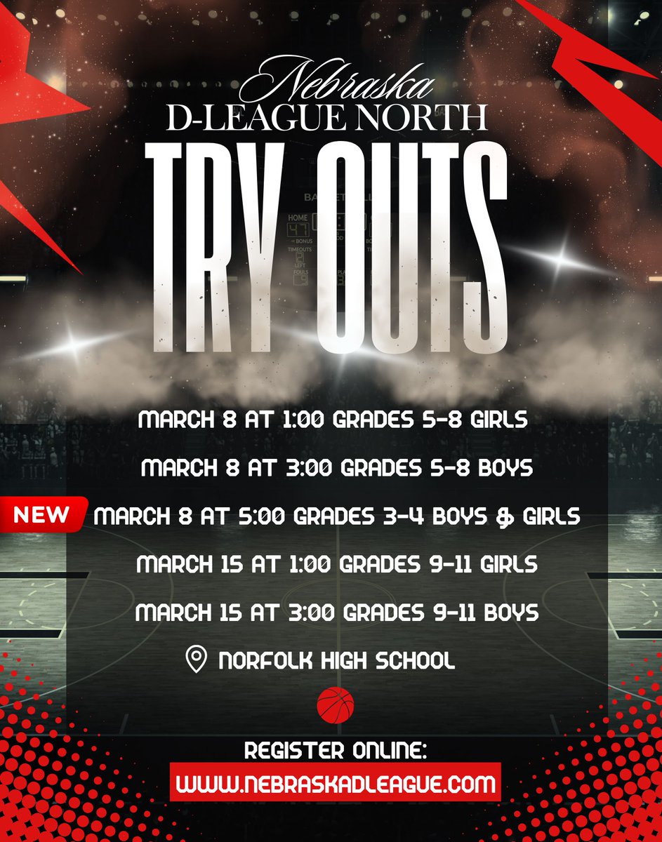 nebraskadleague's tweet photo. D-League tryout reminder - see you SUNDAY! 🤩 https://t.co/bi2mMtCKtV