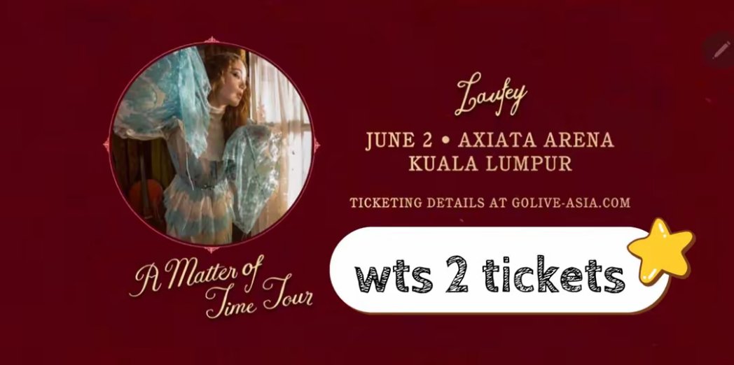 VenChew's tweet photo. 🇲🇾 #WTS tickets

① Seated ticket
Section : 307
Row : M
Seat : 23 

② Orchestra Pit Package Ticket (VIP) 

All tickets will be sold at total price! Ticket-only price for fast buyers (Will provide receipts as proof)
所有票将按总价出！爽快可按票价带走（会提供收据为证

#LaufeyinMY https://t.co/RFobIkigNM