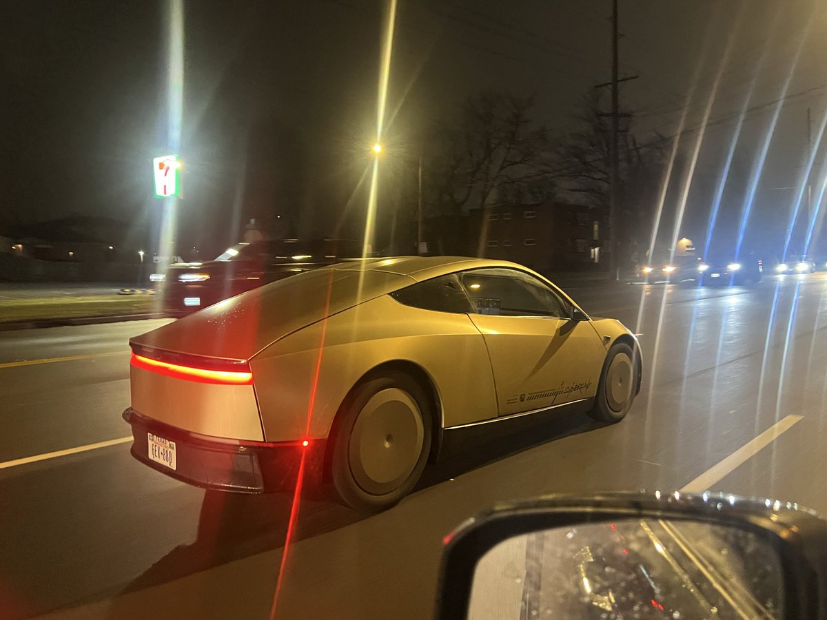 dpbuffalo's tweet photo. a Cybercab by @Tesla  is a dedicated, fully autonomous two-seater robotaxi with no steering wheel or pedals found running around Buffalo near airport https://t.co/72mjwU1UWn