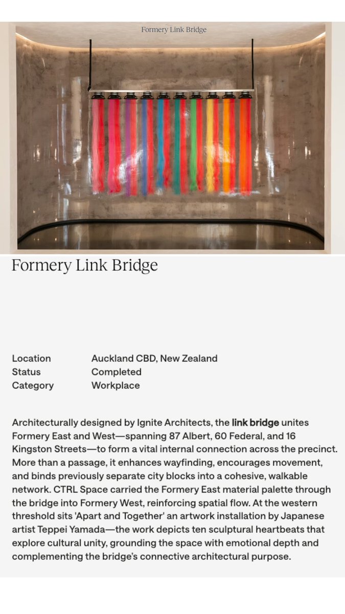 teppei_art's tweet photo. The work was installed on the Formers Link Bridge, architecturally designed by Ignite Architects, in Auckland CBD, New Zealand.

#ctrlspace #teppeiyamada #formerslinkbridge #newzealand #art #heartbeats https://t.co/oHLhe4ktaW