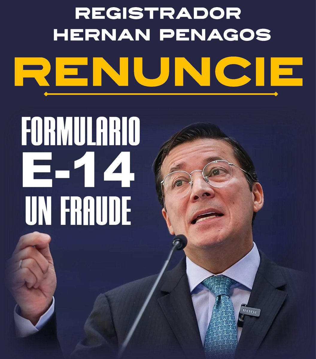 Renuncie o lo tumba el Pueblo 🇨🇴, Hernan Penagos ladrón descarado, debe ser juzgado y encarcelado por asesino de la Democracia y violador descarado de la voz del Pueblo 🇨🇴, no más tolerancia con estos bandidos y criminales electorales, a <a href="/PalomaValenciaL/">Paloma Valencia L</a> la infló la ratera y