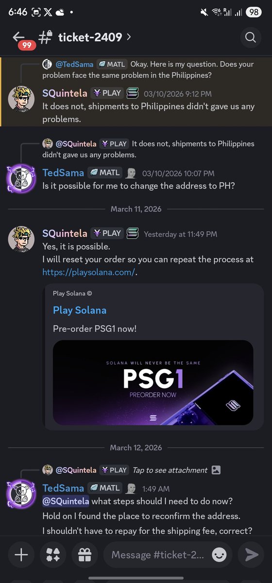 tedsamavn's tweet photo. Dear @playsolana . Your support style is toxic, lack of responsibility, shifting responsibility to the users.
Your project is big as @solanamobile and @CudisWellness, but they're more responsible when it comes to the shipment issues that neither them or the user are aware of. https://t.co/P4wXwjpKil