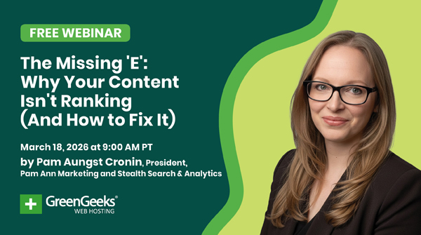 goGreenGeeks's tweet photo. Why isn’t your content ranking?

It might be missing the most important part of E-E-A-T: Experience.

Join our upcoming webinar with Pam Aungst Cronin to learn how to create content that search engines and real people trust.

Reserve your seat:
https://t.co/nSf48mpVza https://t.co/SAAKfgUlAU