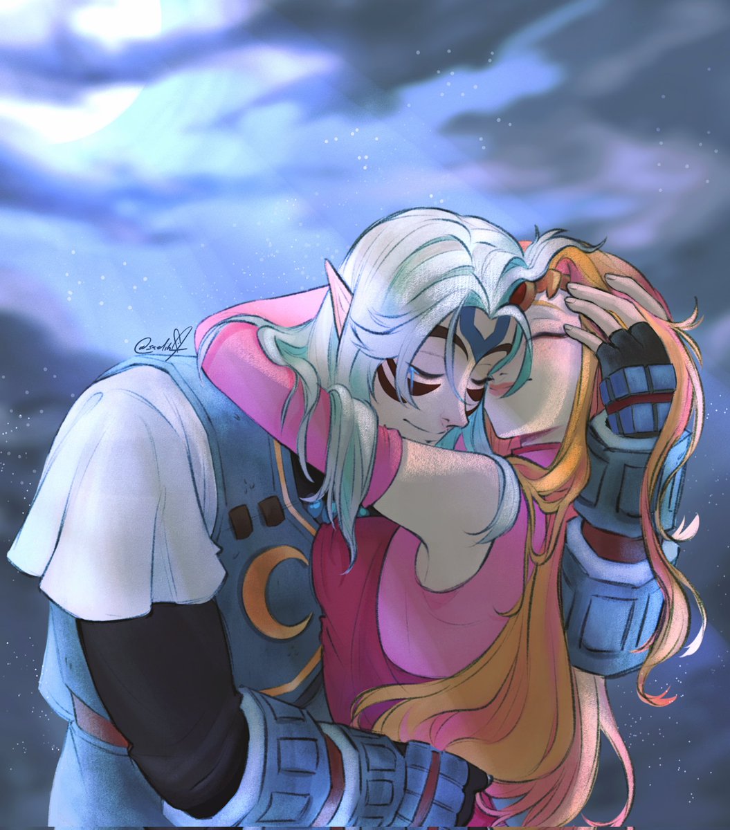 He's scared that he might look like a monster but in her eyes he's her whole world #zelink

(my commission made by @/saelih_ on Instagram 😊)