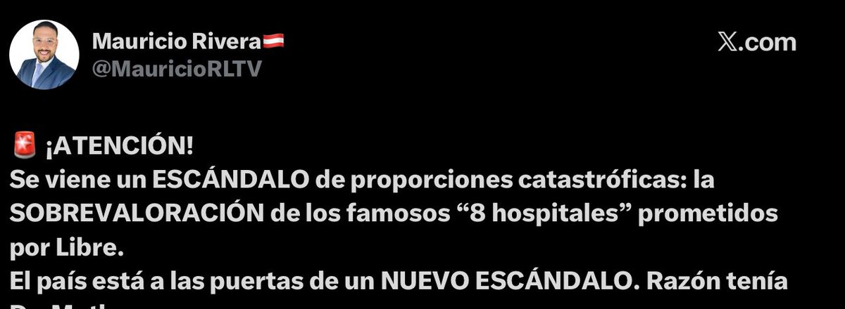 Se les dijo , lo dijo él mismo dr Mathew , el robó de los 8 hospitales va superar por mucho a otros escándalos en Honduras , esto supone el fin de libre , pero la verdad debe salir a la luz .