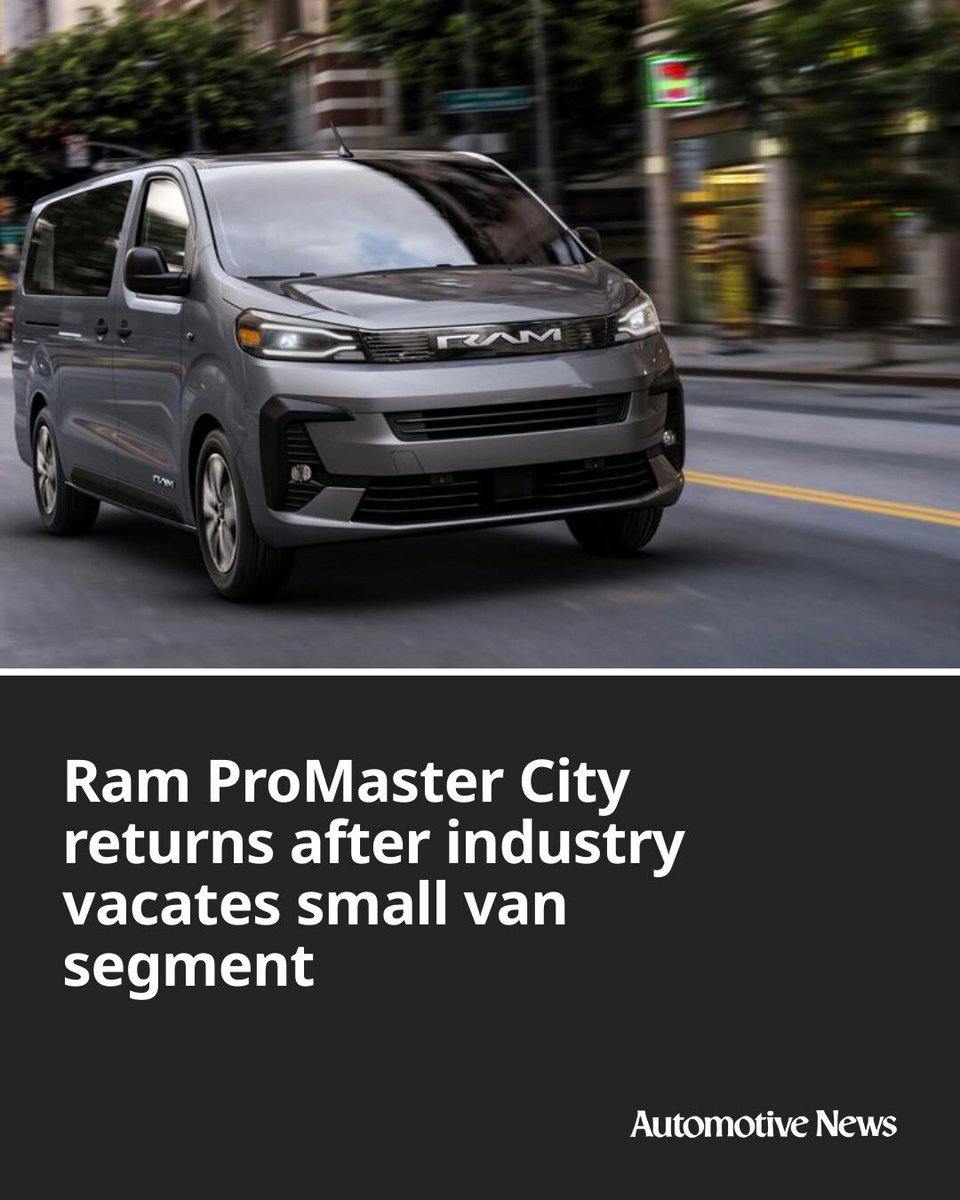 Automotive_News's tweet image. Ram wants back into the small van segment that it and the rest of the industry had abandoned in the U.S. The brand plans to fill the void for plumbers, electricians, dry cleaners and florists with a 2027 revival of the ProMaster City nameplate.

#Ram #RamProMasterCity #ProMaster