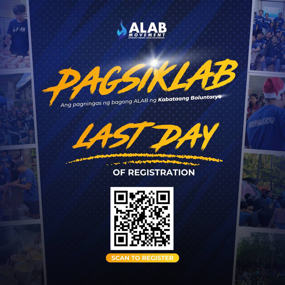 alabmovement's tweet photo. Handa ka na bang SUMIKLAB?  Ito na ang huling pagkakataon para maging bahagi ng ALAB Movement 

Tara na at sumiklab kasama ang ALAB 🔥

#Pagsiklab2026
#AktibongLumbeño 
#AngatBolunterismo https://t.co/SOqJGY9LQs