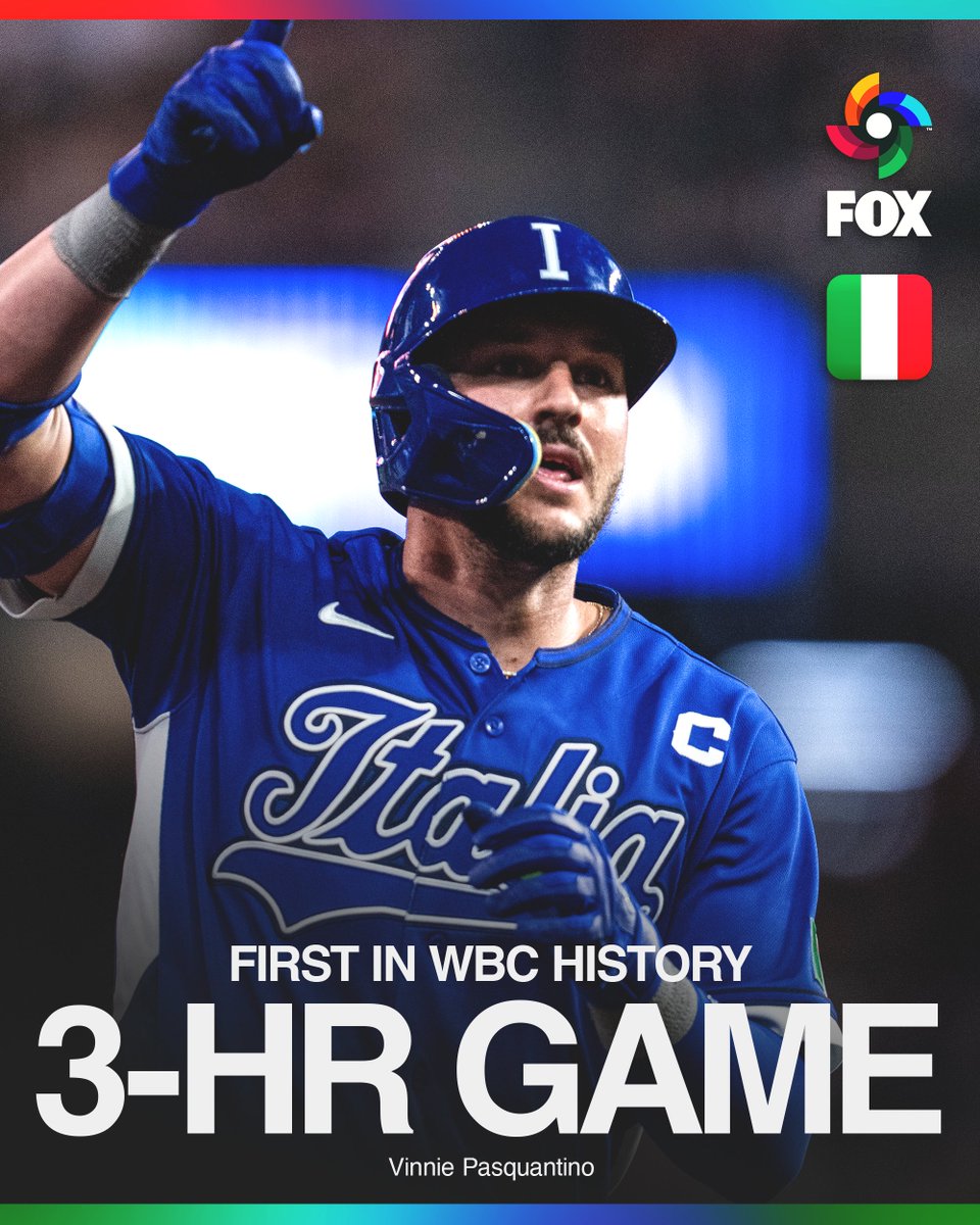 HAVE A NIGHT, VINNE PASQUANTINO! 🇮🇹🙌

<a href="/VPasquantino/">Vinnie Pasquantino</a> becomes the first player in WBC History with a 3-homer game!