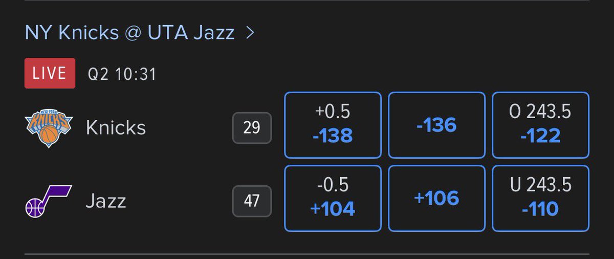 ChrisGarcia2424's tweet photo. Knicks down 18 typical FanDuel still favorite 😂😂😂 https://t.co/iQelezQWoa