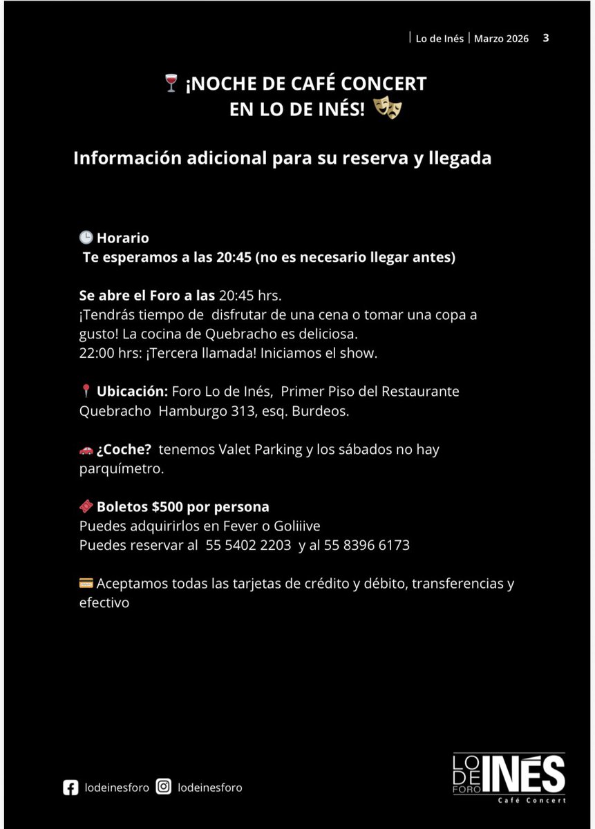 carlosmgturismo's tweet photo. La poesía de García Lorca y la Generación del 27 llega al escenario con “Es inútil callarla”, interpretado por *María Inés Montilla*.

📅 Sábado 14 de marzo
🕘 21:00 hrs
📍 Foro Lo de Inés, Primer Piso del Restaurante Quebracho Hamburgo 313, esq. Burdeos.

Una noche de poesía, música y emoción.
🎟️ Boletos en Fever y Goliiive