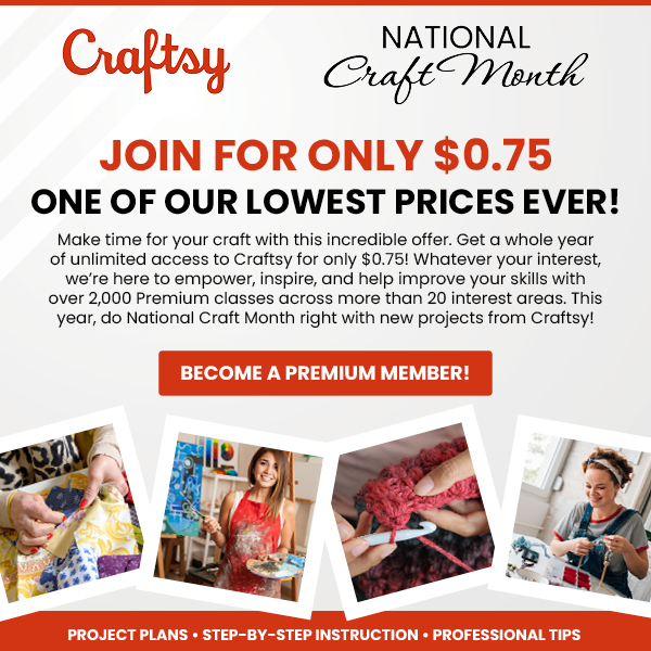 MomsWhoSave's tweet image. #Makers, Have You Tried Craftsy?  

➡️A 1-Year PREMIUM Membership now 75¢! 
➡️2000+ Premium Classes!
➡️Access Classes 24/7!
➡️Classes Led by World-Class Experts!

Details 👉theblogcm.com/53S/eIZI 👈

⭐ $123 Value NOW 75¢ for a limited time!

#crafting #diy #nationalcraftmonth