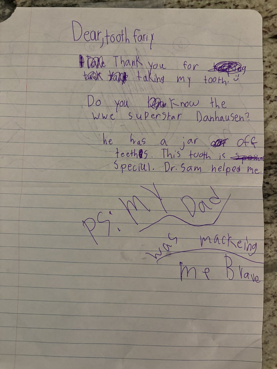 robertNakin's tweet photo. My daughter lost a tooth and left this note for the Tooth Fairy asking if she knows Danhausen because “he has a jar of teeth.”

I feel like this question might be above the Tooth Fairy’s pay grade…

@DanhausenAD any confirmation? Very nice. Very evil. https://t.co/9PbrvKu4bQ
