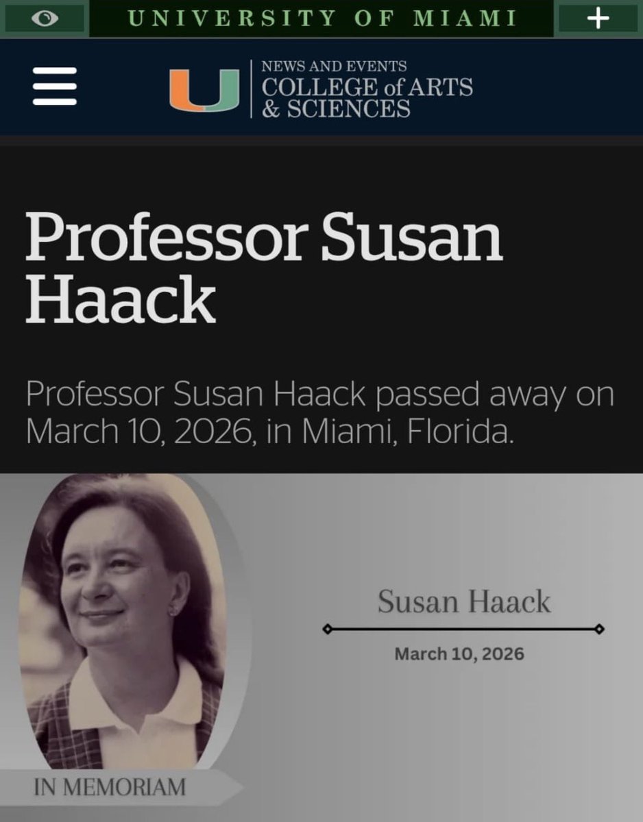 JCPC_593's tweet photo. 🕊️Ha fallecido Susan Haack.

📌Para quienes trabajamos desde la teoría de la prueba y razonamiento jurídico, su partida no es solo la muerte de una filósofa: es la despedida de una de las mentes más importantes de la epistemología contemporánea.

📍Susan Haack dejó bases sólidas para comprender cómo se investiga y cómo se justifican racionalmente los hechos. Su trabajo sobre evidencia, coherencia y justificación ha influido profundamente en la forma en que el Derecho debe evaluar la prueba.

En el mundo jurídico —y especialmente en la justicia penal— sus enseñanzas son indispensables.

——|| Un fiscal que no comprende los fundamentos epistemológicos de la prueba difícilmente puede investigar con rigor ni justificar correctamente una acusación.

Su obra seguirá siendo una guía para quienes creemos que la justicia no se construye con intuiciones, sino con evidencia y razones.

Hoy el pensamiento jurídico pierde una gran maestra.

Pero su legado seguirá iluminando a quienes buscan verdad en los hechos y racionalidad en las decisiones.