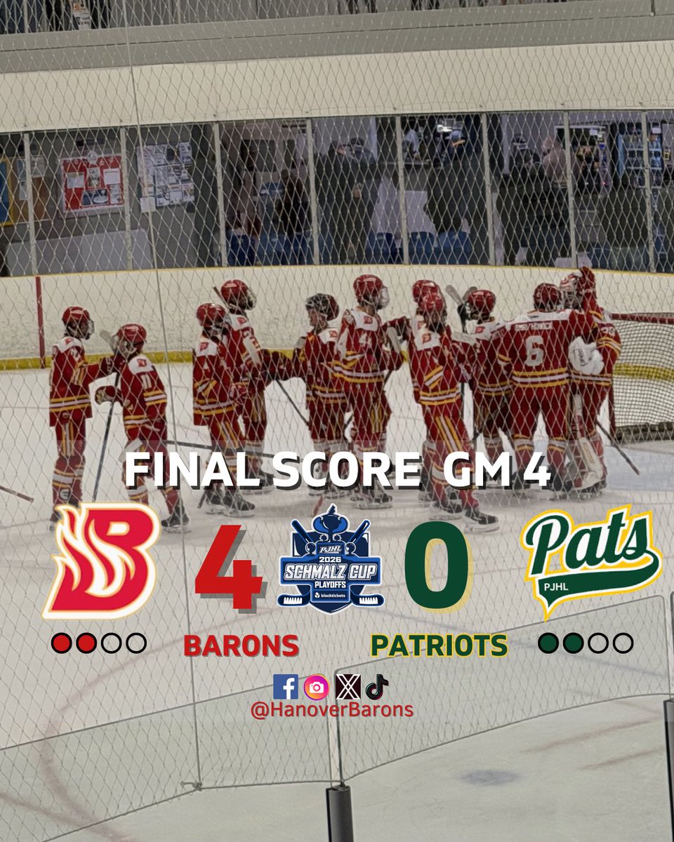 HanoverBarons's tweet photo. YOU SURE SHOWED UP TONIGHT HANOVER π WOW WAS THAT ARENA EVER LOUD! WE WILL SEE YOU FRIDAY NIGHT AT HOME WITH THE SERIES ALL TIED UP π₯ #RoadDub #SeriesTied #BsRBuzzin https://t.co/xfjku5uwY8