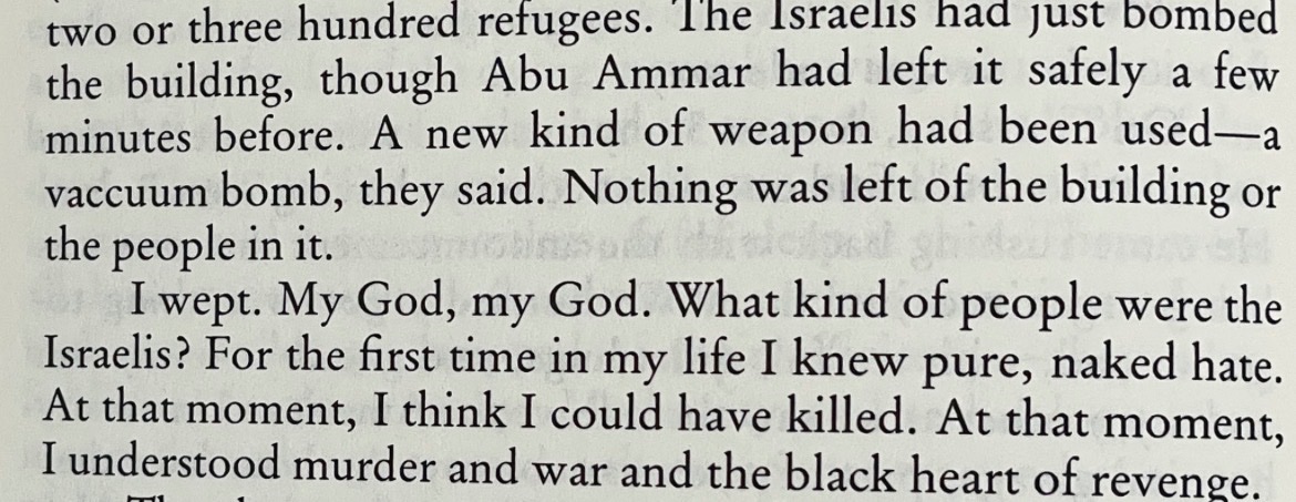 romeramreem's tweet photo. “I wept. My God, my God. What kind of people were the Israelis? For the first time in my life I knew pure, naked hate. At that moment, I think I could have killed.” (Jean Said Makdisi) https://t.co/TYmJTgruYR