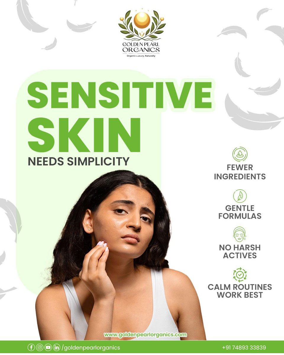 gporganics's tweet image. When it comes to sensitive skin, less is more.
Fewer ingredients. Gentler formulas. Healthier skin. 🌱

#SensitiveSkin #SimpleSkincare #OrganicBeauty #SkinCareAwareness #GoldenPearlOrganics
