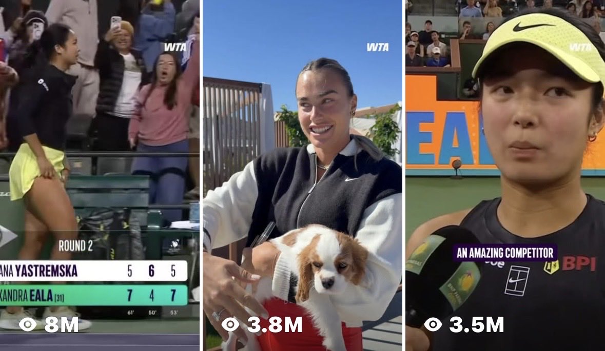 the views?! it’s so crazy how alex’s matchpoint reel against yastremska is now the most viewed reel on wta’s facebook page when it was literally just posted only a few days ago! no wonder the media hypes her bc she consistently brings the engagement across platforms lol. STAY MAD