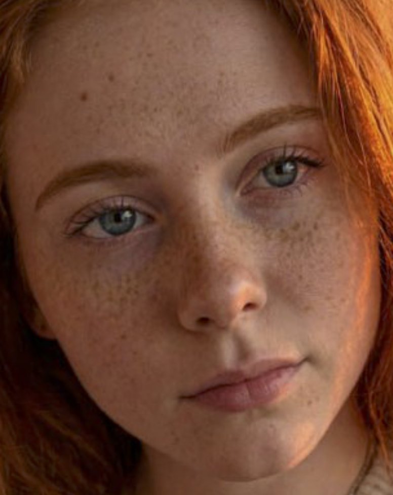 MeLeeOliver's tweet photo. @BillGuentn17048 @lilycoy__ It’s literally a man using AI generated pictures. Very good AI pictures, but her freckles changed in every picture the freckles on real gingers do not change from one picture to another. Here for yourself: https://t.co/BI2ZKjxYlr