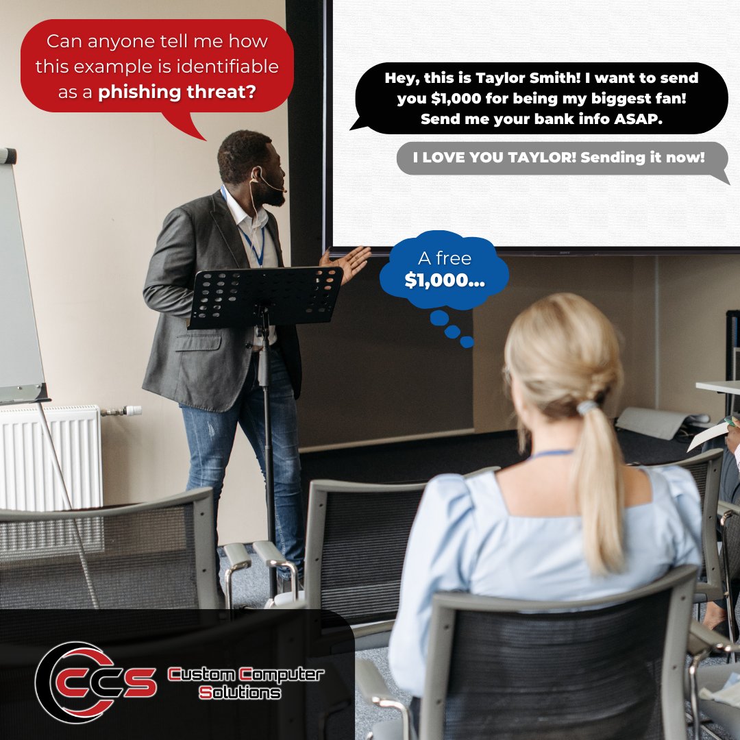 CustomCompute15's tweet photo. Cybersecurity is only as strong as your team’s training. Don't be nonchalant with best practices, continual education is the backbone of a secure firm. Let Custom Computer Solutions be your dedicated IT trainer to keep your projects safe.

#CustomComputerSolutions #TechTraining https://t.co/eY0u3DWWhz