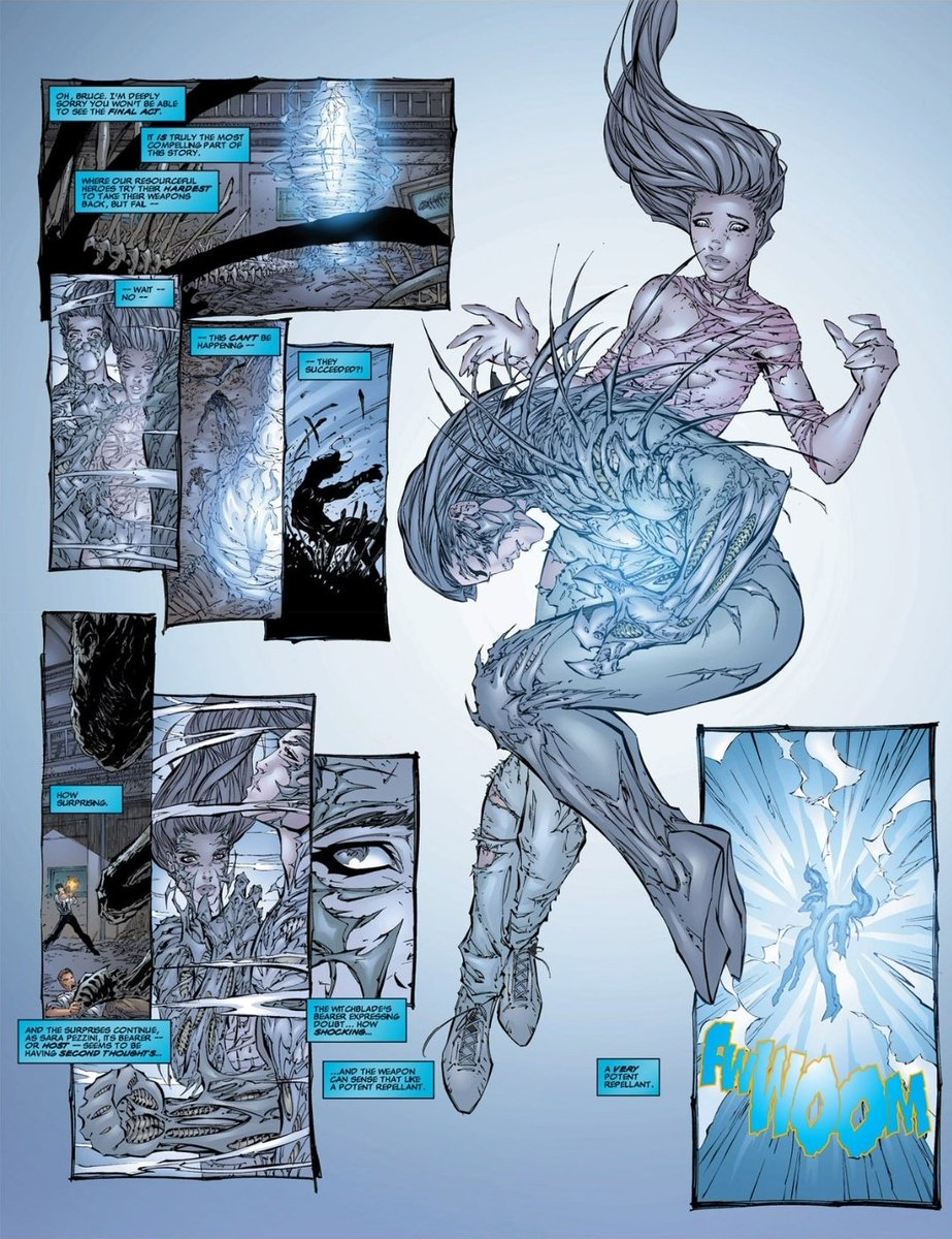 DailyTurnerArt's tweet photo. Witchblade #19 pgs 18 &amp; 19 (1997), inks by D-Tron (with assists by Jeff De Los Santos, Jose "Jag" Guillen, Marsha Chen, and Andy Kim), colors by J.D. Smith, letters by Dennis Heisler
@TopCow #Witchblade #Darkness #SaraPezzini #JackieEstacado #IanNottingham #MichaelTurner https://t.co/10PqEVxyQt