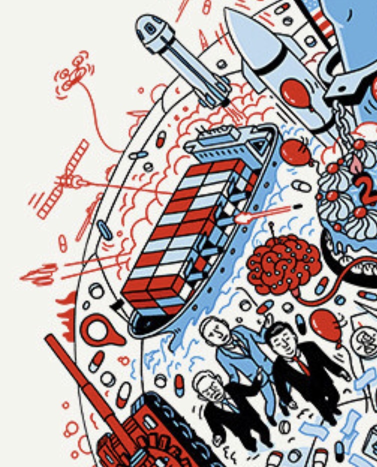 SpiritSynthesis's tweet photo. Remember The World Ahead 2026 from @TheEconomist cover and all the symbology within it? The cover shows a cargo ship launching missiles at USA's 250th birthday cake. This is planned, but not by Iran. Classic agency false flag. https://t.co/v76IKgQTef