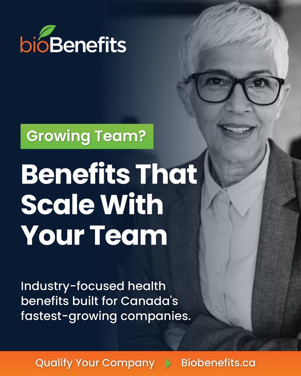 Growing companies need benefits plans that scale with them.

BioBenefits helps Canada’s innovation-driven companies build flexible, predictable health plans designed for growth.

Learn more at biobenefits.ca

#EmployeeBenefits #StartupGrowth #HRLeadership